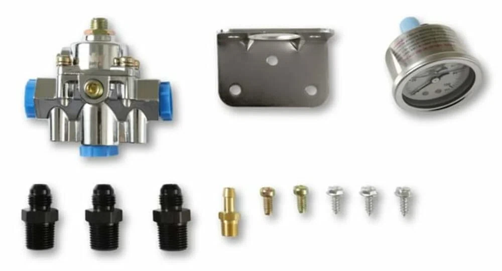 Die Cast Efi Bypass Fuel Pressure Regulator 15-60 Psi W_Fittings&Gauge-12-882KIT